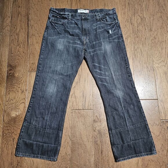 Levi’s 527 Men's Low Rise Bootcut Denim Jeans 40x30 Black Wash Distressed - Picture 1 of 9